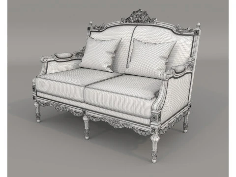 Classic European Style Sofa and Armchair Set 8 3D Model