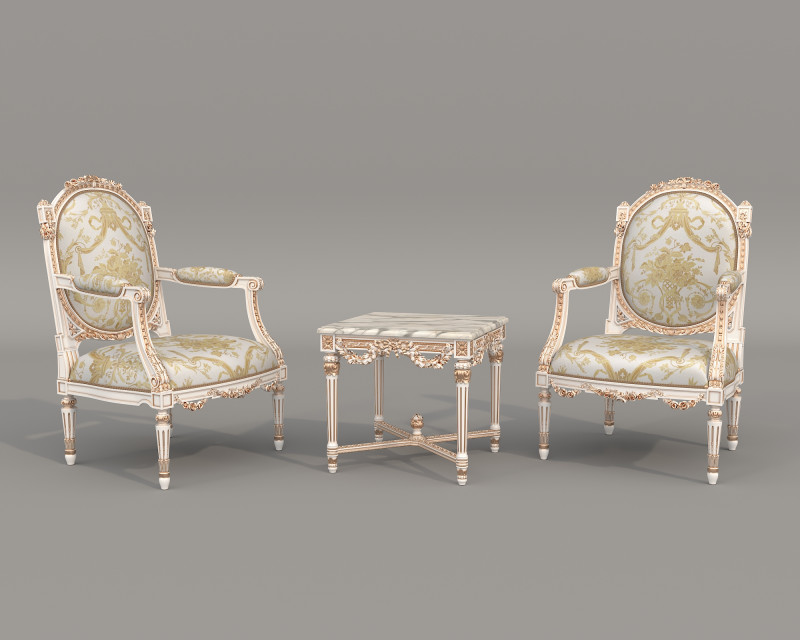 Classic European Style Coffee Table and Armchair 26 Modèle 3D .c4d .max .obj .3ds .fbx .stl .blend