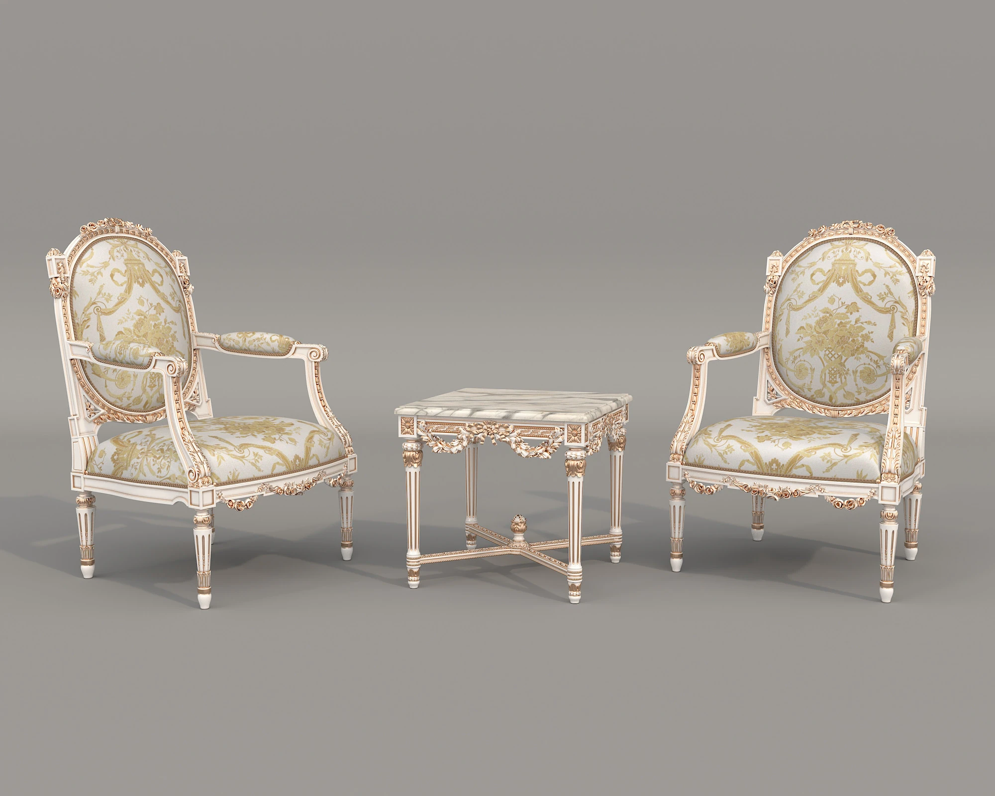 Classic European Style Coffee Table and Armchair 26 3D Model .c4d .max .obj .3ds .fbx .stl .blend