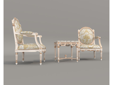 Classic European Style Coffee Table and Armchair 26 Modèle 3D