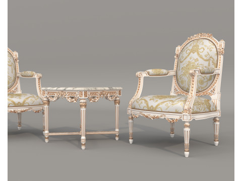 Classic European Style Coffee Table and Armchair 26 Modèle 3D