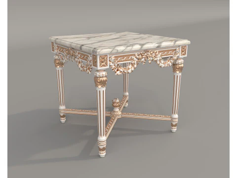 Classic European Style Coffee Table and Armchair 26 3D Model