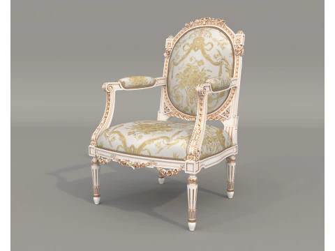 Classic European Style Coffee Table and Armchair 26 3D Model