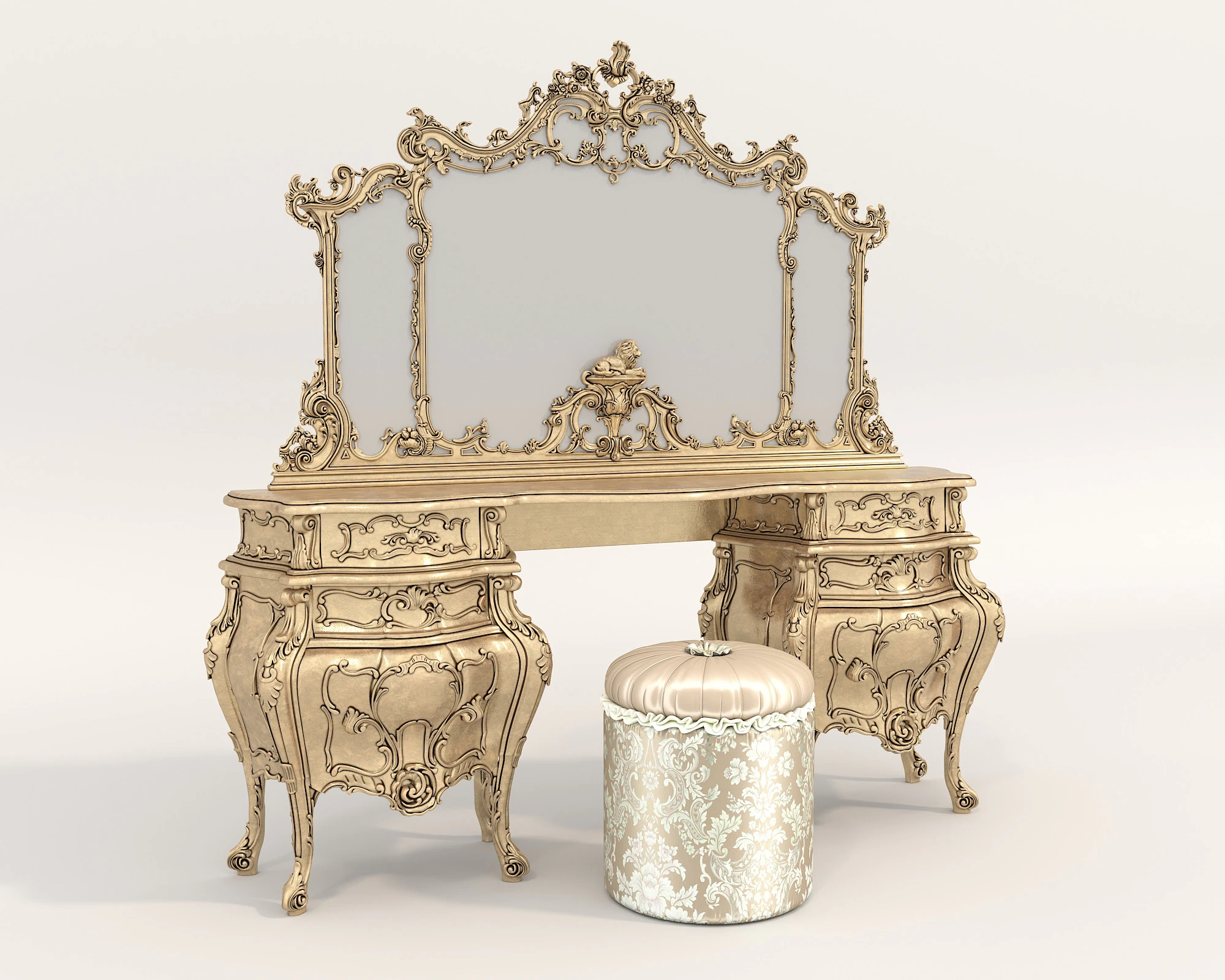 Classic European style Dressing Table 27 3D Model .c4d .max .obj .3ds .fbx .stl .blend 