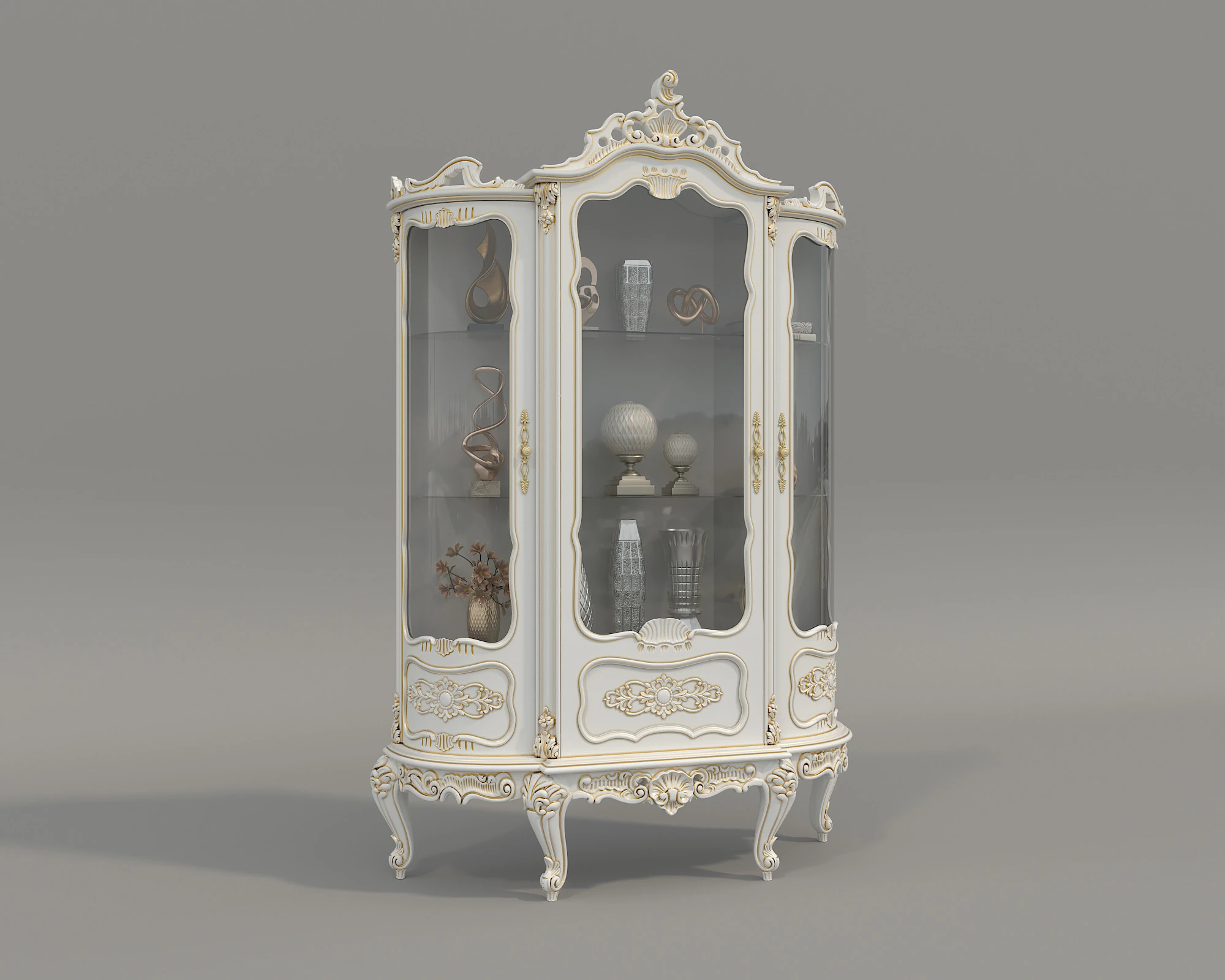Classic Display Cabinet and Decoration 13 3D Model .c4d .max .obj .3ds .fbx .stl .blend 