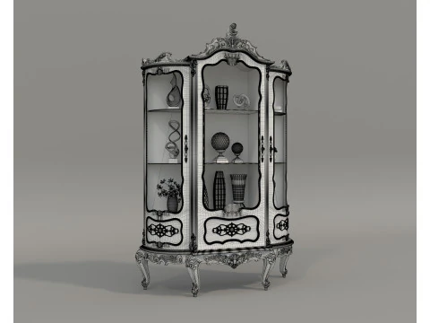Classic Display Cabinet and Decoration 13 3D Model
