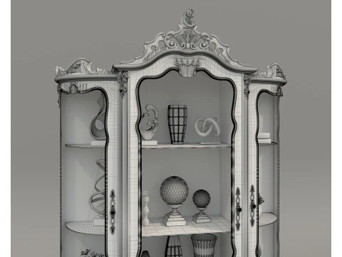 Classic Display Cabinet and Decoration 13 3D Model