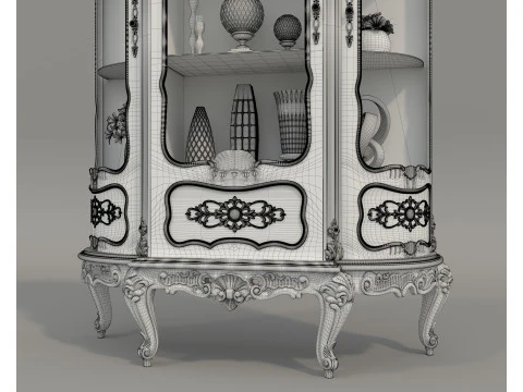 Classic Display Cabinet and Decoration 13 3D Model