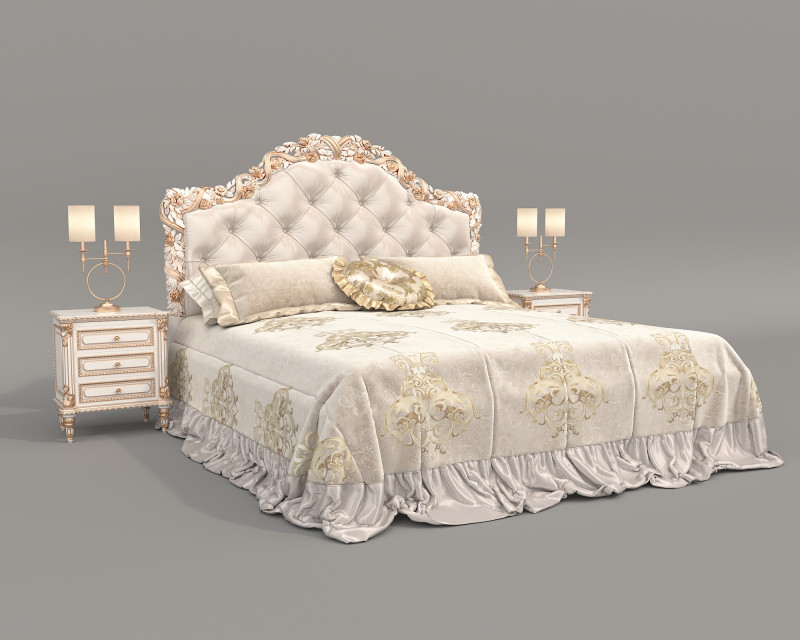 Classic European Style Bed Set 67 3D Модель .c4d .max .obj .3ds .fbx .stl .blend