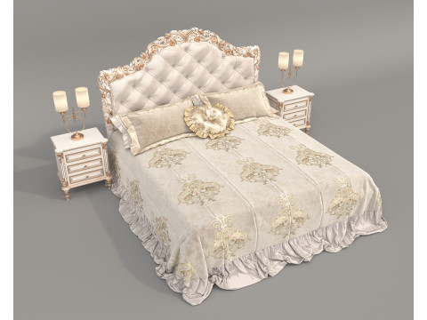 Classic European Style Bed Set 67 3D Модель