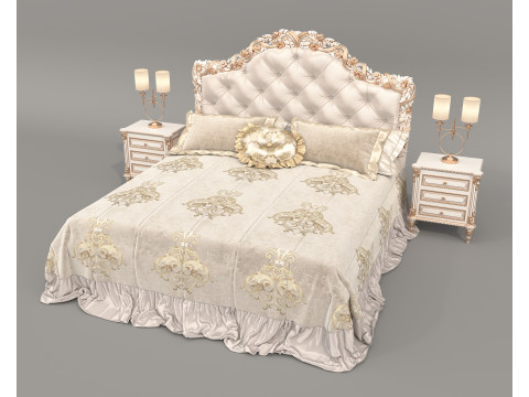 Classic European Style Bed Set 67 3D Модель