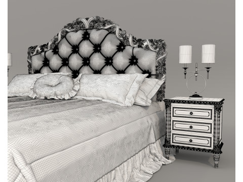 Classic European Style Bed Set 67 3D Модель