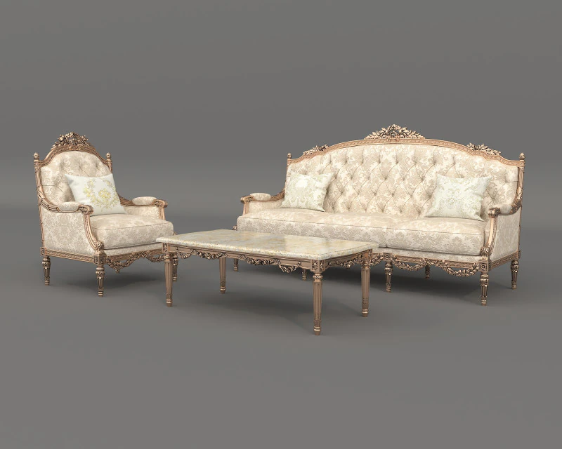 Set divano e poltrona in stile classico europeo 9 Modello 3D .c4d .max .obj .3ds .fbx .stl .blend 
