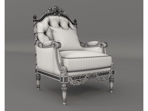 Classic European Style Sofa and Armchair Set 9 Modelo 3D