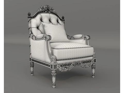 Set divano e poltrona in stile classico europeo 9 Modello 3D