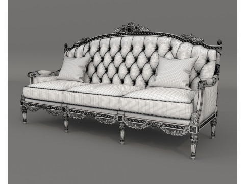 Classic European Style Sofa and Armchair Set 9 Modelo 3D