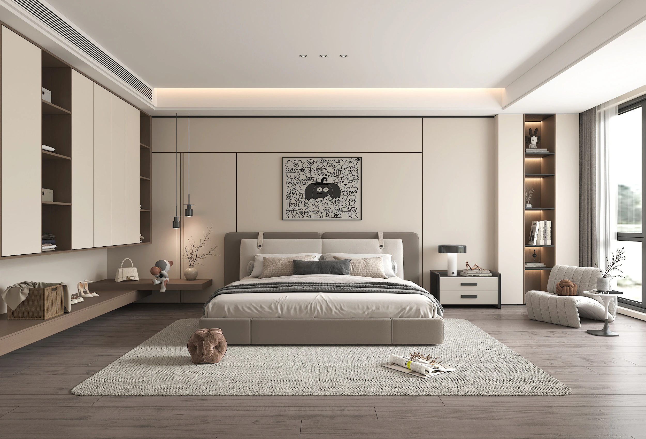 Modern Bedroom Scene 48 3D Model .c4d .max .obj .3ds .fbx .stl .blend 