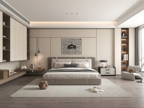 Modern Yatak Odası Sahnesi 48 3D Model