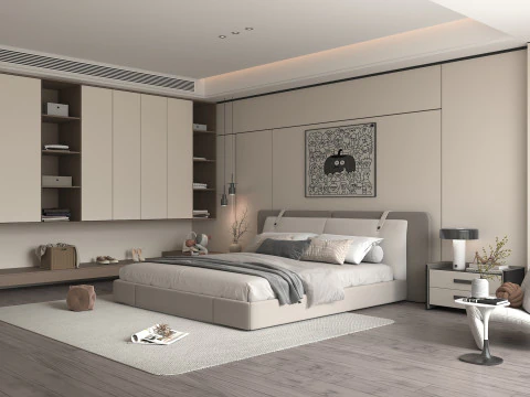 Modern Bedroom Scene 48 3D Model