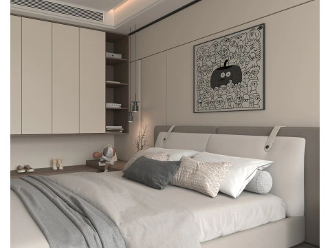 Modern Bedroom Scene 48 3D Model