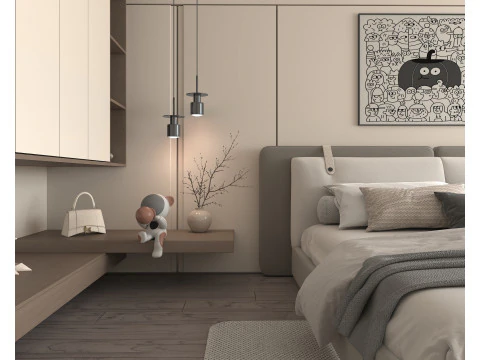 Modern Bedroom Scene 48 3D Model