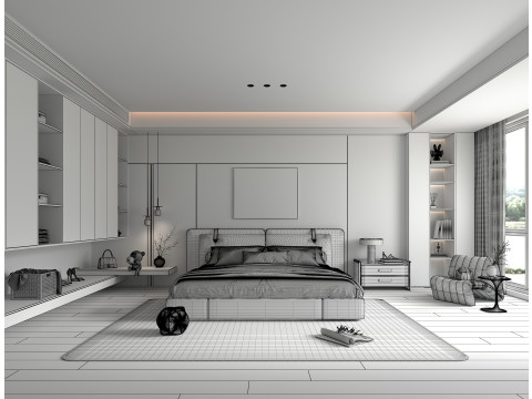 Modern Bedroom Scene 48 Modelo 3D