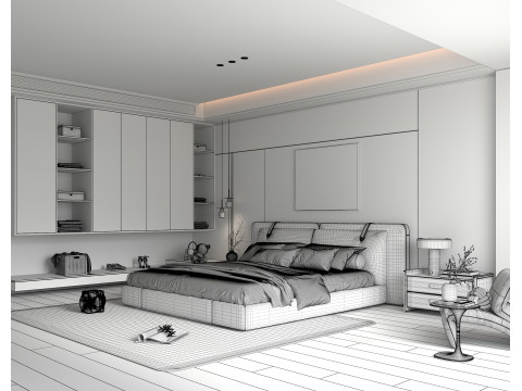 Modern Bedroom Scene 48 Modelo 3D
