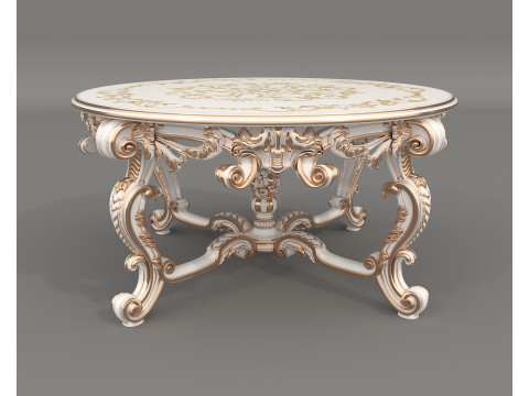 Classic European style Dining Table and Chairs 58 3Dモデル
