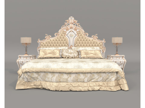 Classic European Style Bed Set 68 Modelo 3D