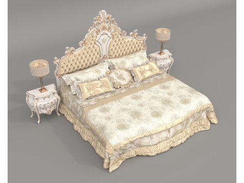 Classic European Style Bed Set 68 Modelo 3D