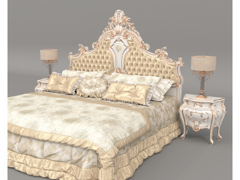 Classic European Style Bed Set 68 Modelo 3D