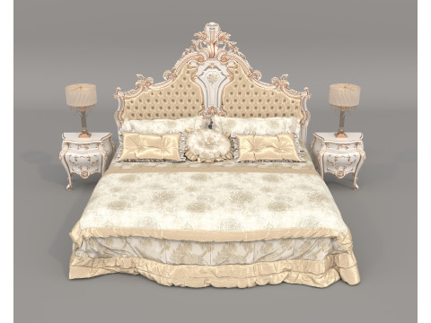 Classic European Style Bed Set 68 Modelo 3D