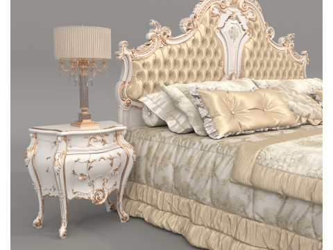 Classic European Style Bed Set 68 Modelo 3D