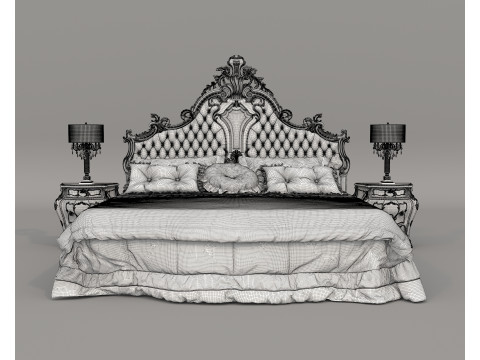 Classic European Style Bed Set 68 Modelo 3D