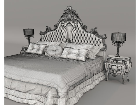 Classic European Style Bed Set 68 Modelo 3D