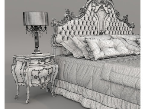 Classic European Style Bed Set 68 Modelo 3D