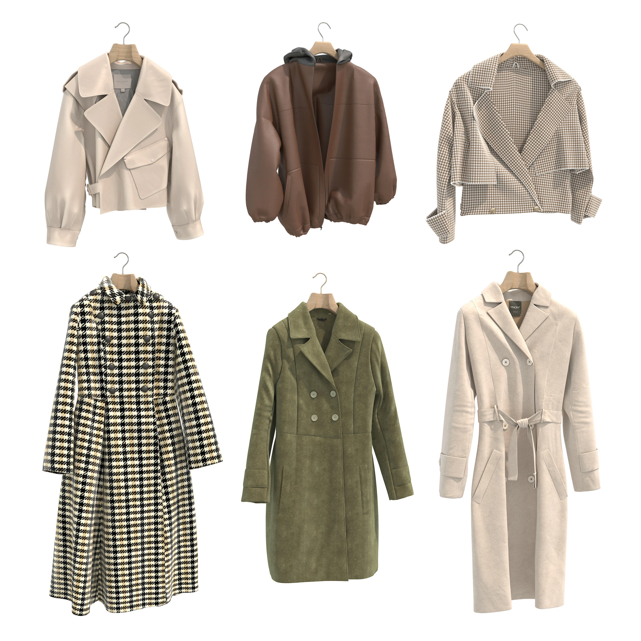 Coat on Hanger Collection 5 3D Model .c4d .max .obj .3ds .fbx .stl .blend 