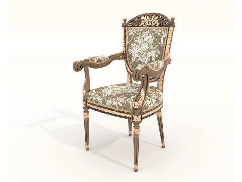 Classic European style Dining Table and Chairs 59 3D Model