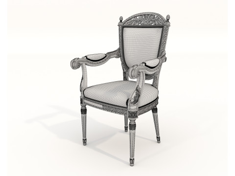 Classic European style Dining Table and Chairs 59 3D 모델