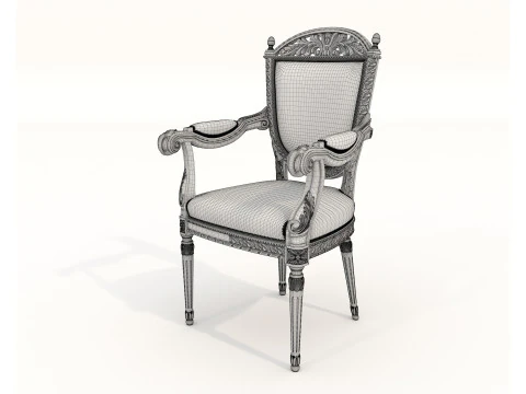 Classic European style Dining Table and Chairs 59 3D Model