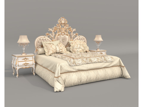 Classic European Style Bed Set 69 Modelo 3D