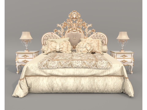 Classic European Style Bed Set 69 3D Model
