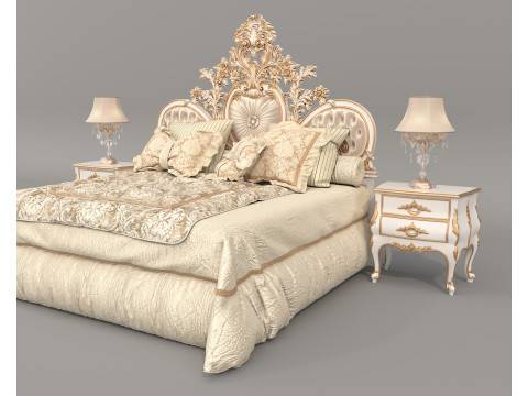 Classic European Style Bed Set 69 3D Model