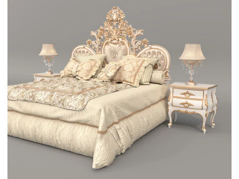 Classic European Style Bed Set 69 3D Model