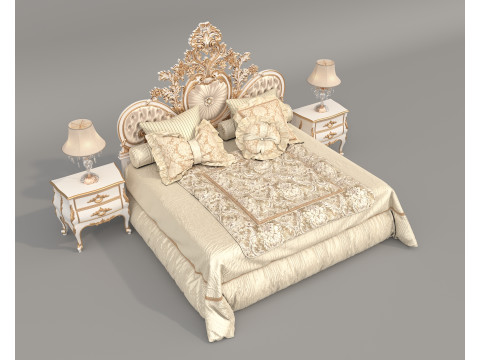 Classic European Style Bed Set 69 3D Model