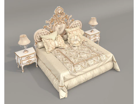 Classic European Style Bed Set 69 3D Model