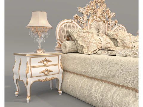Classic European Style Bed Set 69 3D Model