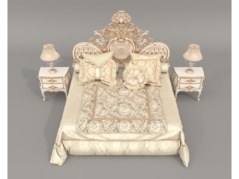 Classic European Style Bed Set 69 3D Model