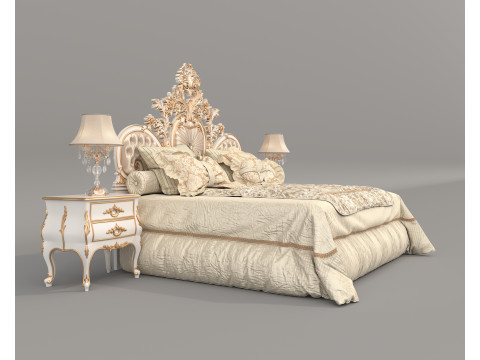 Classic European Style Bed Set 69 3D Model