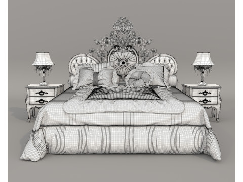 Classic European Style Bed Set 69 3D Model
